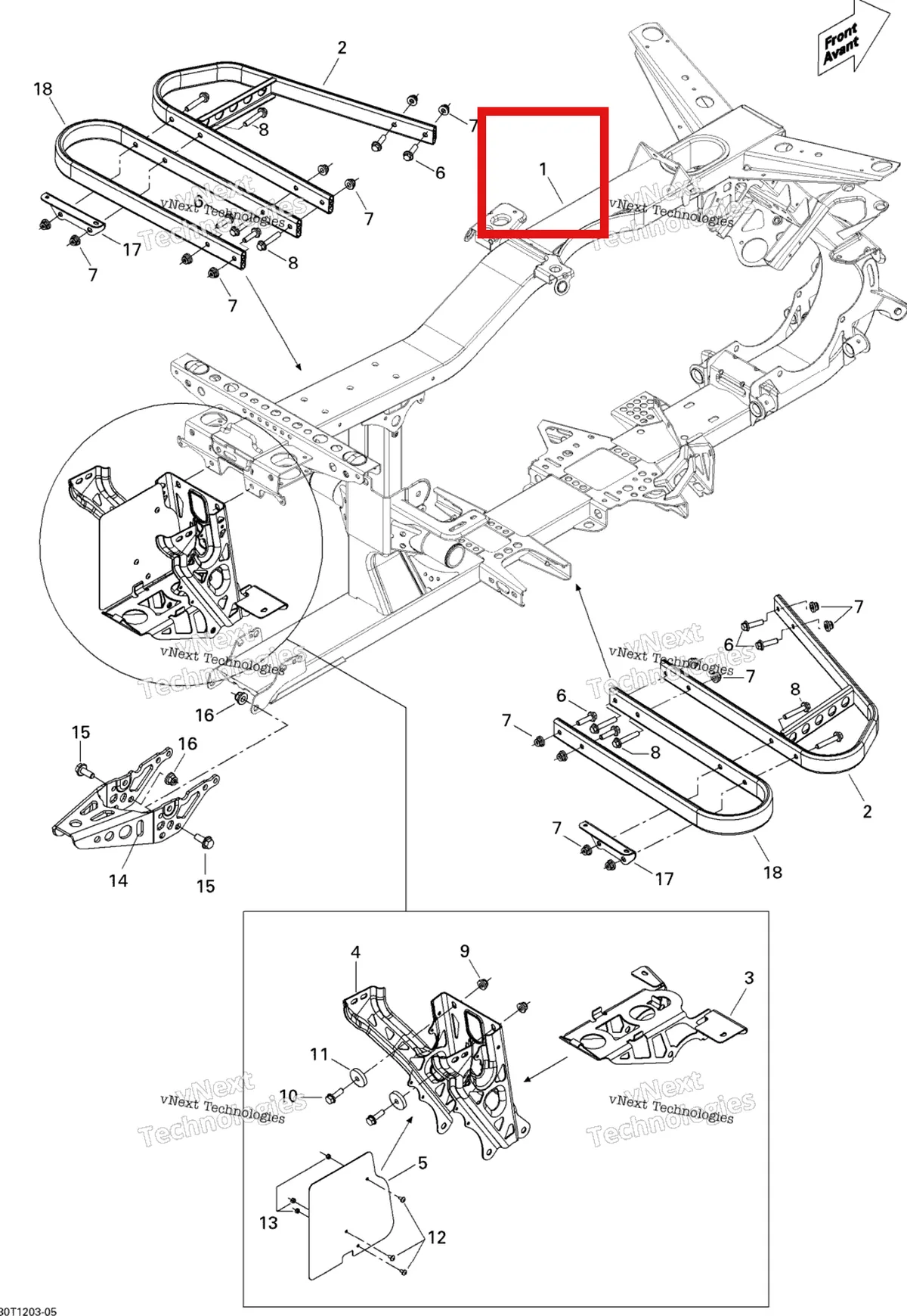 Деталь 705202414 на схеме узла 2012 Can-Am Outlander 650EFI STD & XT Frame