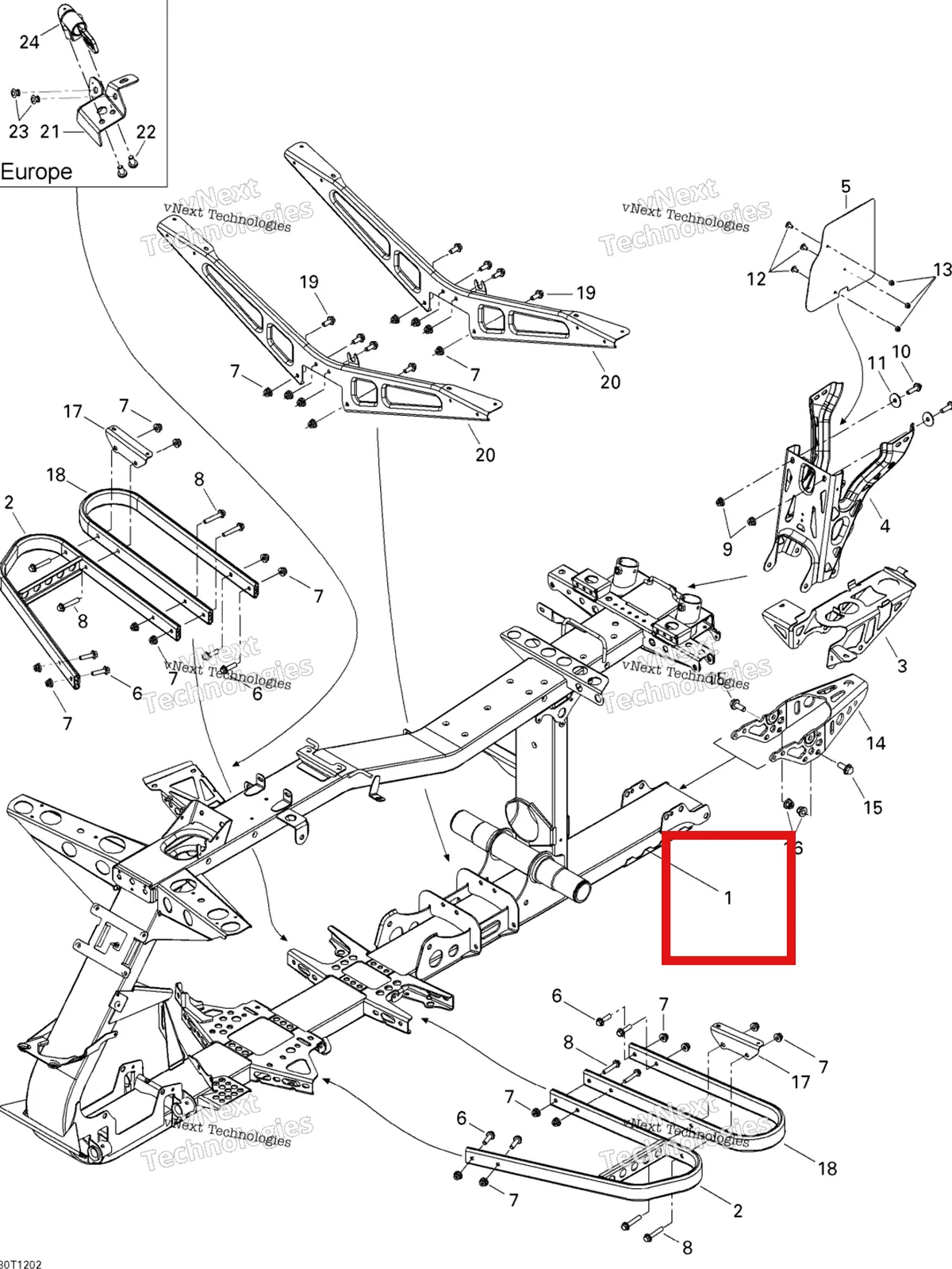 Деталь 705202420 на схеме узла 2013 Can-Am OUTLANDER MAX STD, XT, 400 EFI Frame