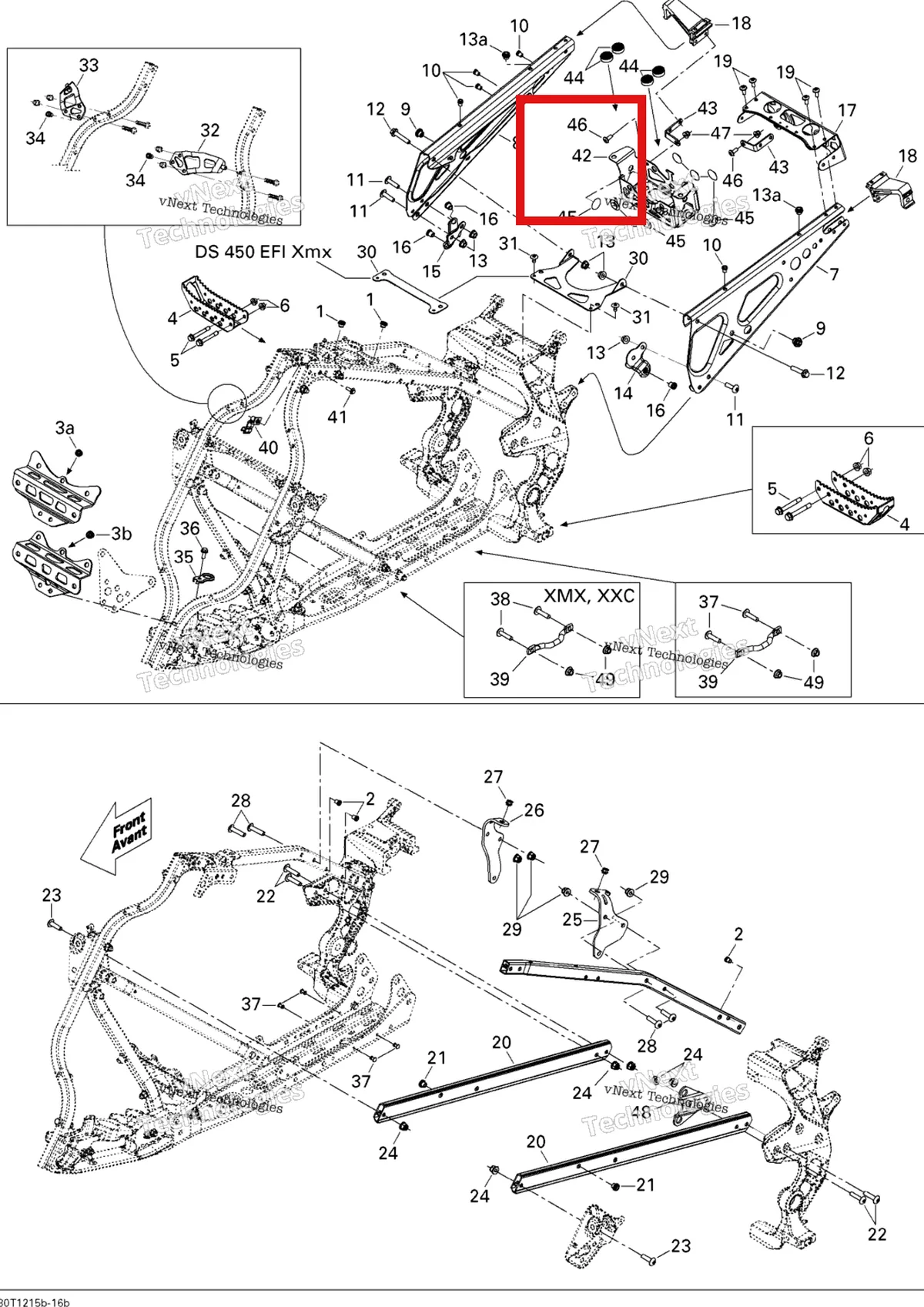 Деталь 705202456 на схеме узла 2015 Can-Am DS 450EFI STD Frame, System 2