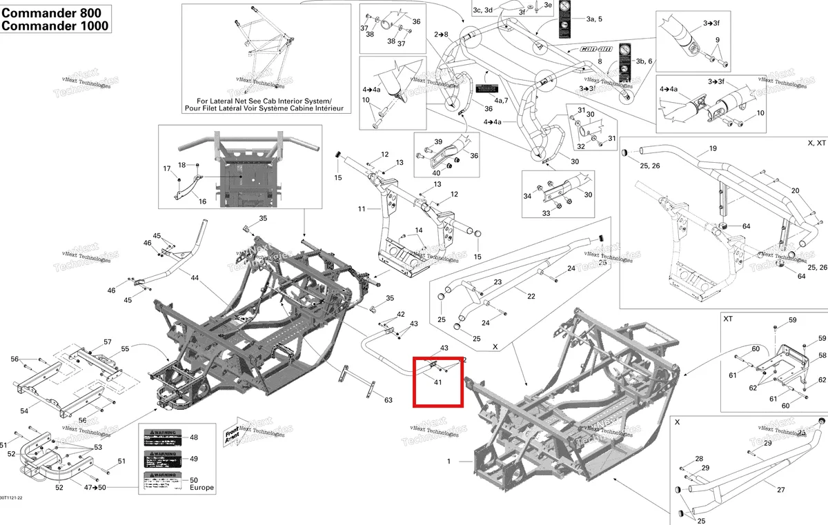 Деталь 705202494 на схеме узла 2011 Can-Am Commander 1000 Frame, System Std, Xt, X