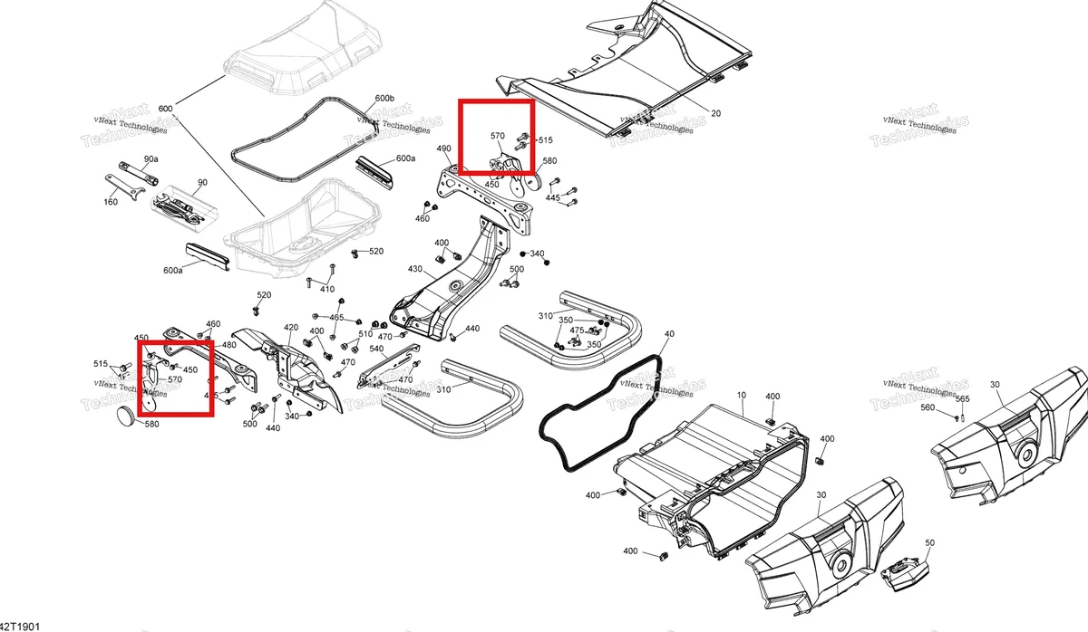 Деталь 705202576 на схеме узла 2019 Can-Am Outlander MAX 850 EFI Rear Cargo Box - 650 Efi - 850 Efi