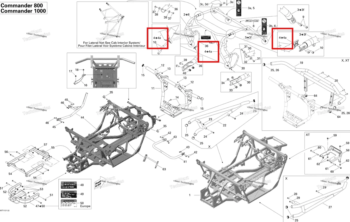 Деталь 705202596 на схеме узла 2011 Can-Am Commander 1000 Frame, System Std, Xt, X