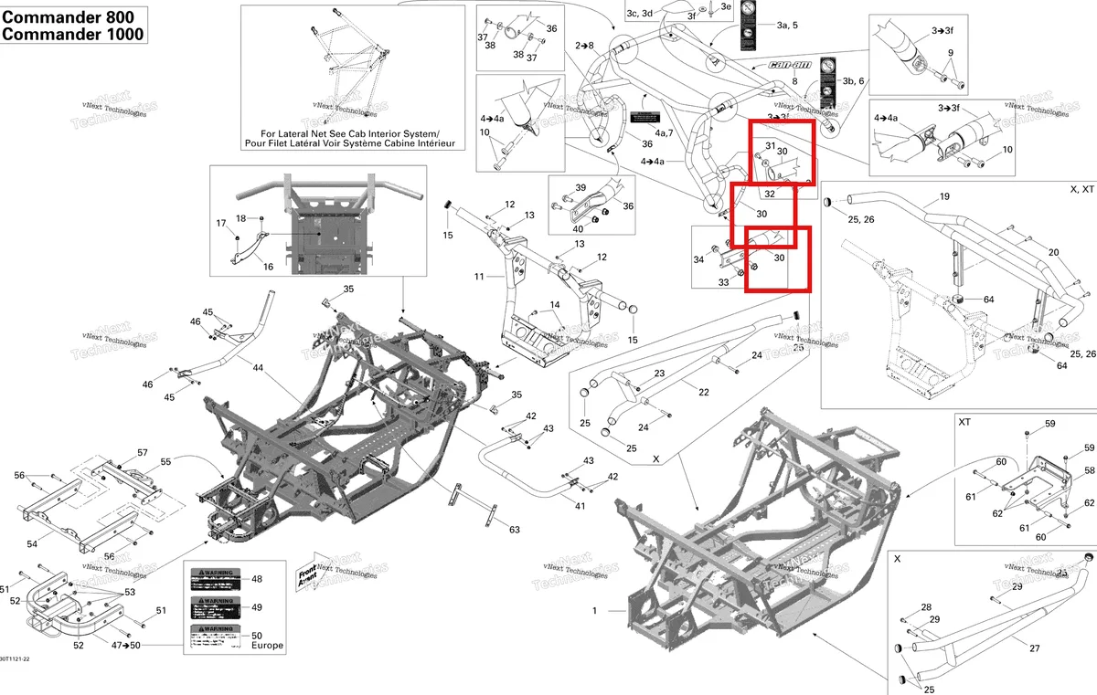 Деталь 705202612 на схеме узла 2011 Can-Am Commander 1000 Frame, System Std, Xt, X