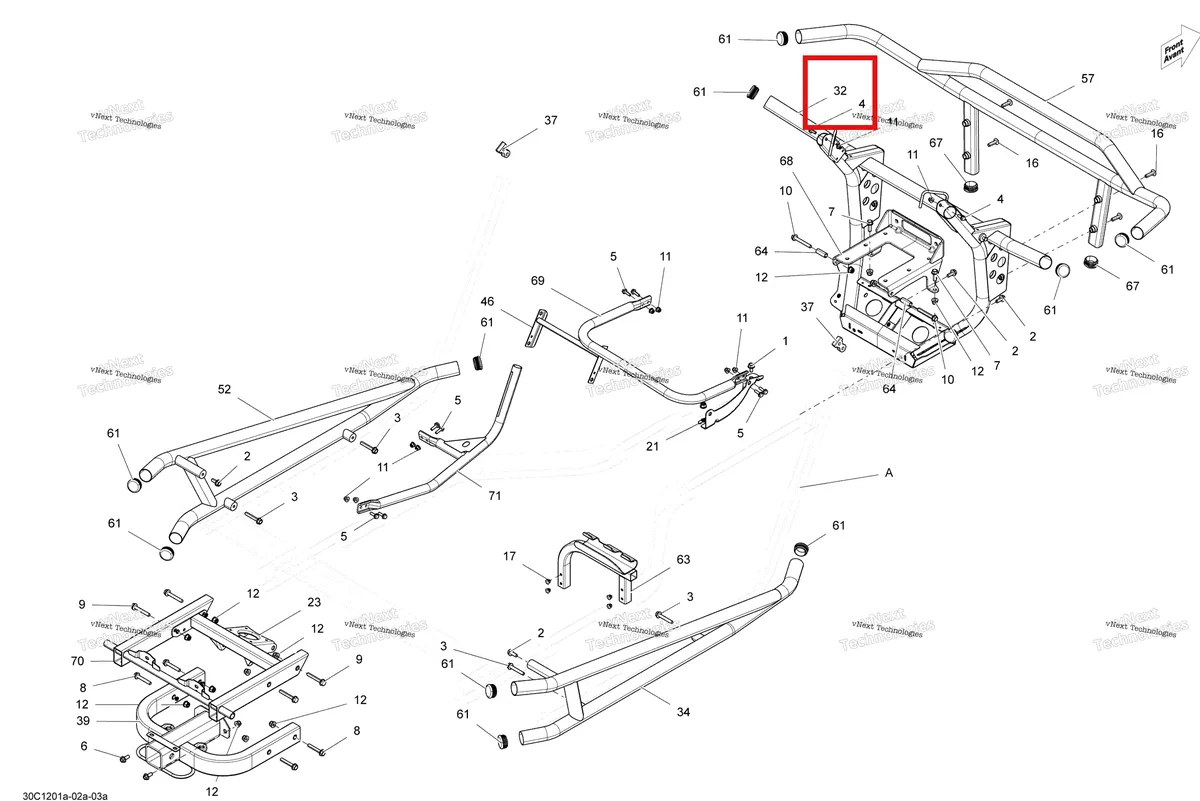 Деталь 705202614 на схеме узла 2012 Can-Am Commander LTD, 1000 EFI Frame