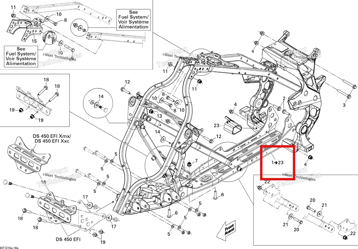 Деталь 705202640 на схеме узла 2015 Can-Am DS 450EFI STD Frame, System 1