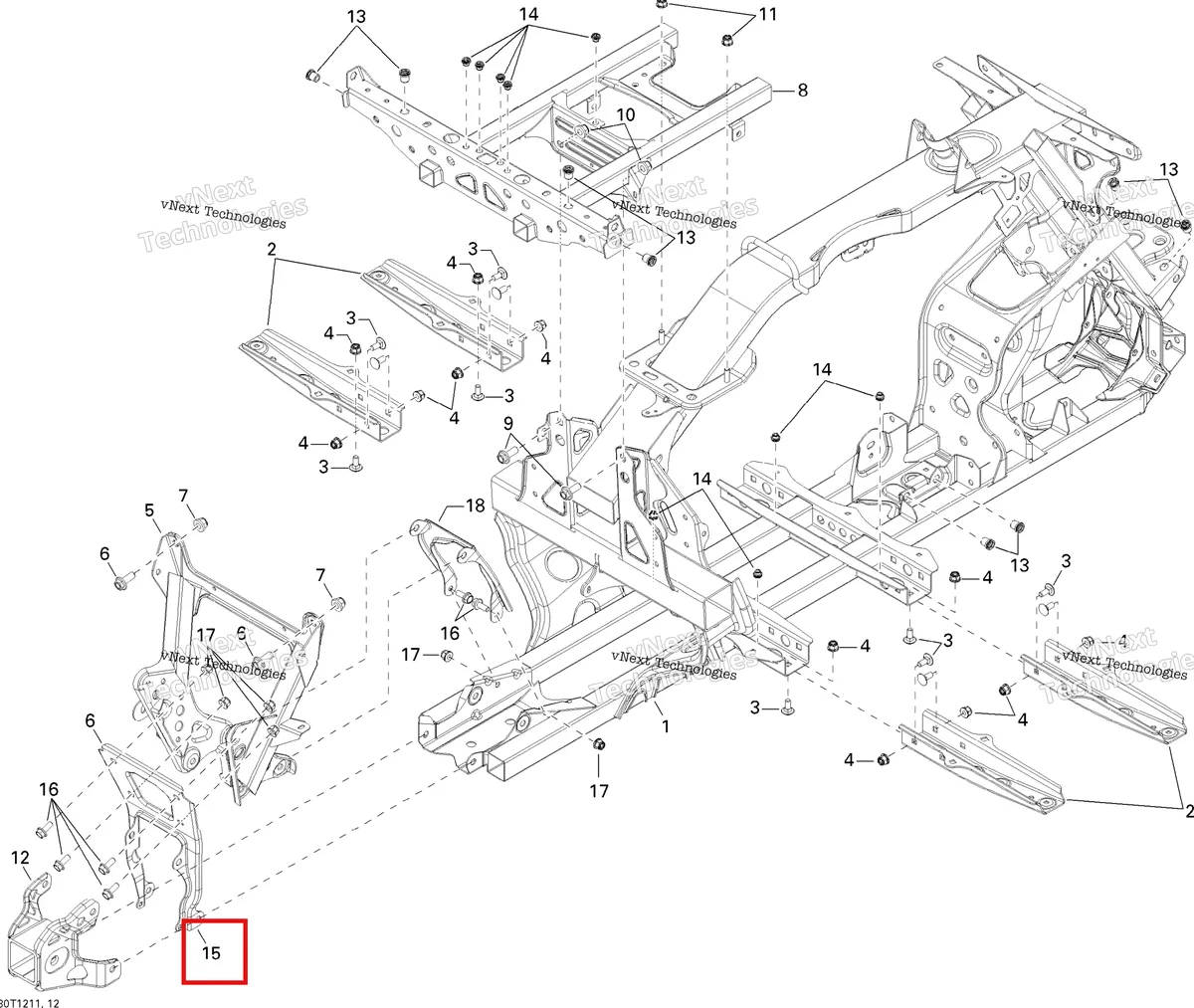 Деталь 705202846 на схеме узла 2012 Can-Am Outlander STD, XT, 1000 EFI Frame