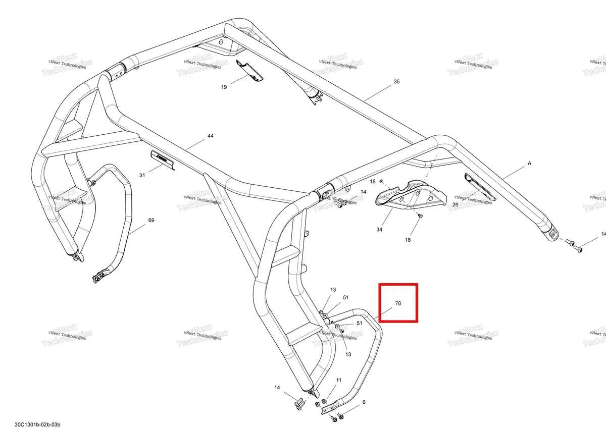 Деталь 705202943 на схеме узла 2013 Can-Am COMMANDER LTD 1000 Frame Safety Cage