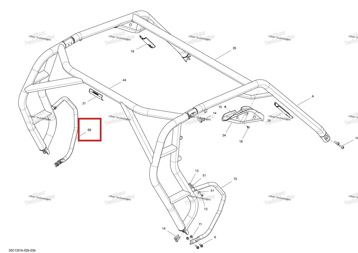 Деталь 705202944 на схеме узла 2013 Can-Am COMMANDER LTD 1000 Frame Safety Cage