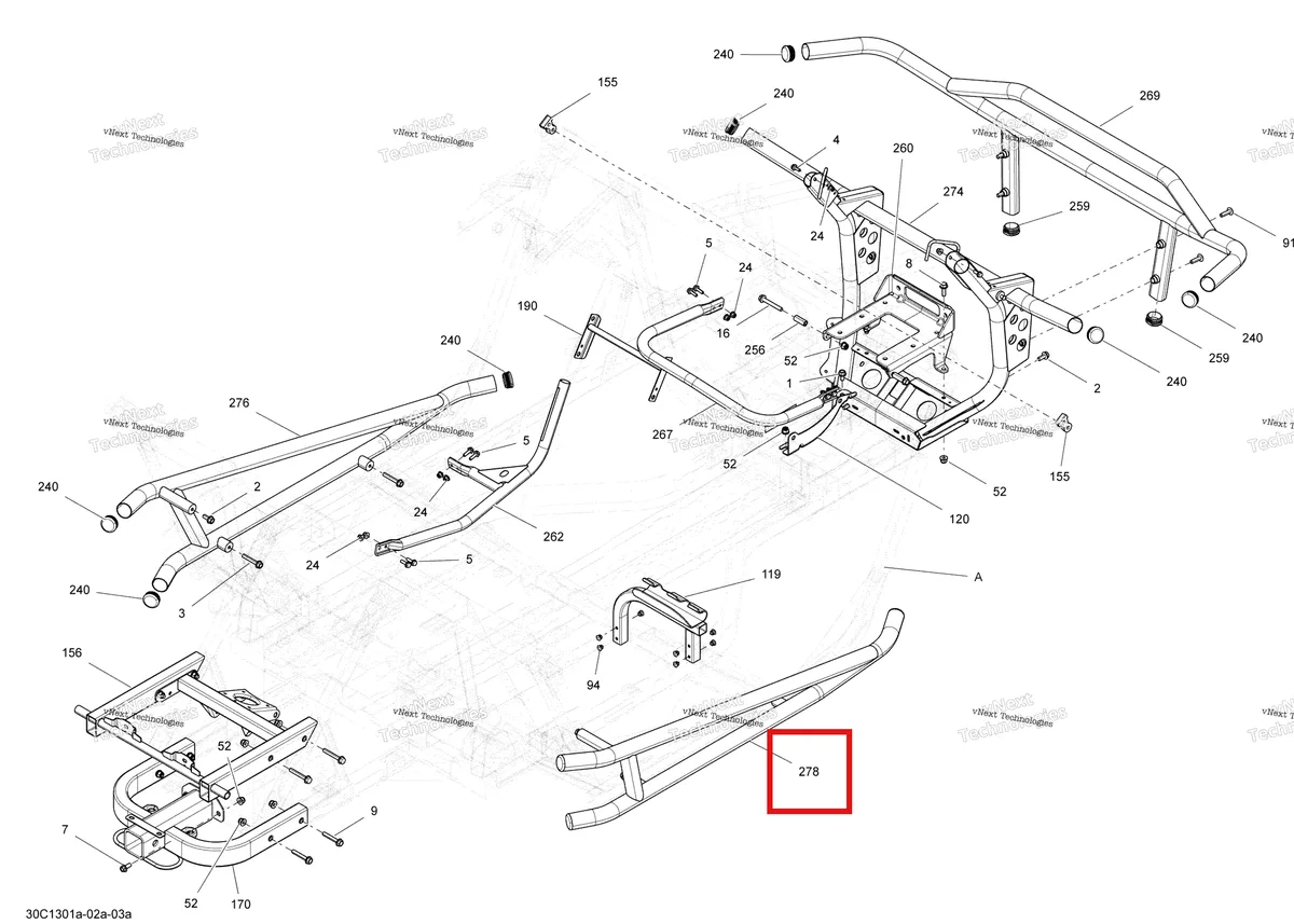 Деталь 705203050 на схеме узла 2013 Can-Am COMMANDER STD, DPS, XT, X 1000 EFI Frame