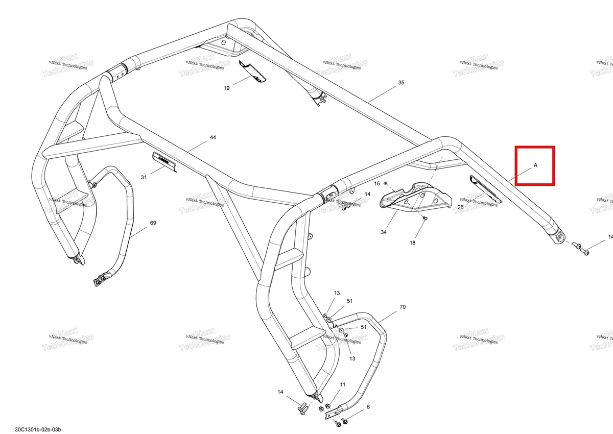Деталь 705203074 на схеме узла 2013 Can-Am COMMANDER LTD 1000 Frame Safety Cage