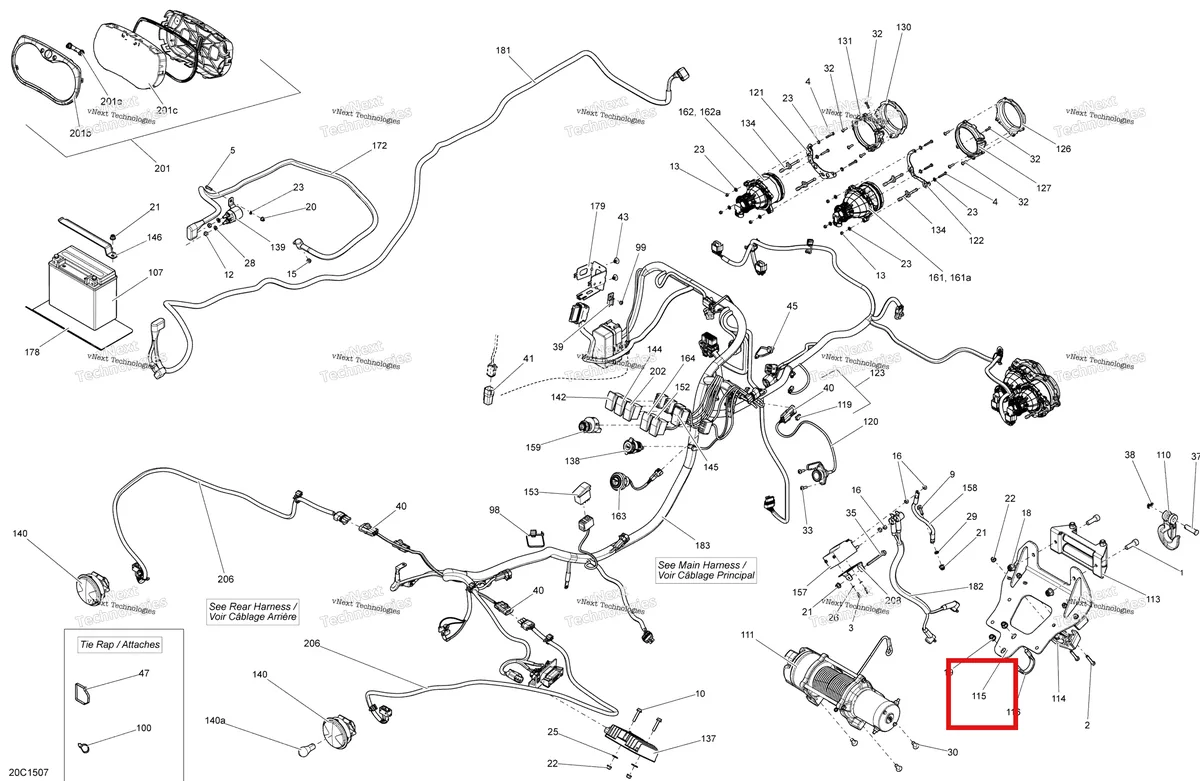 Деталь 705203110 на схеме узла 2015 Can-Am MAVERICK 1000_XMR Electrical System