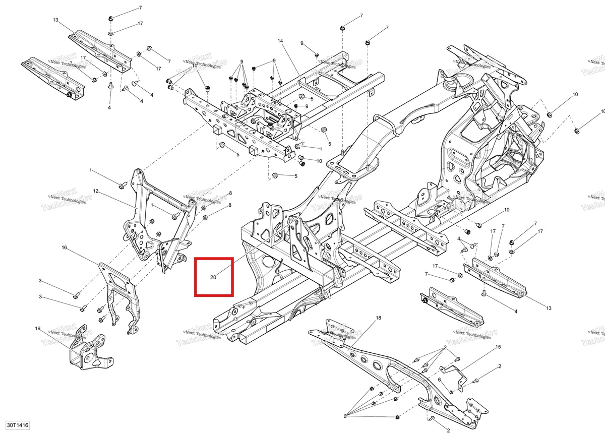 Деталь 705203601 на схеме узла 2014 Can-Am OUTLANDER 1000EFI XMR Frame
