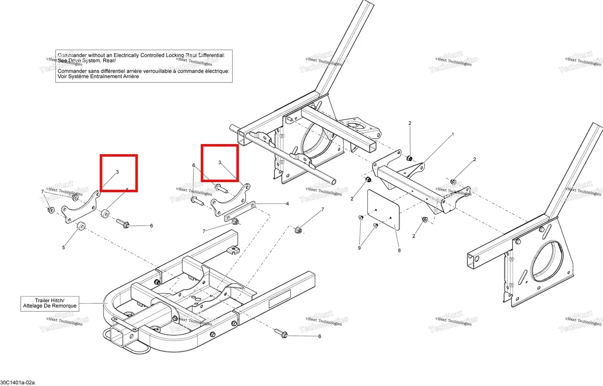 Деталь 705203673 на схеме узла 2015 Can-Am COMMANDER 1000_STD_DPS_XT_XTP Frame - With Locking Rear Differential