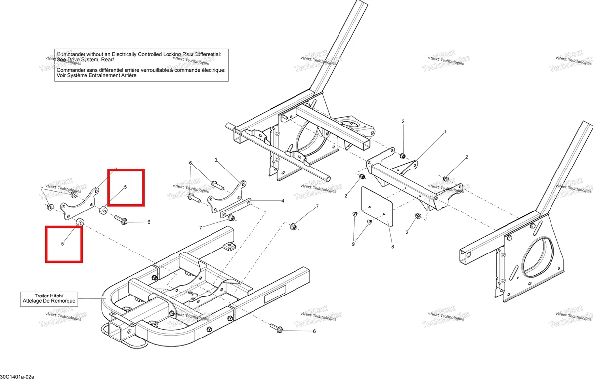 Деталь 705203675 на схеме узла 2015 Can-Am COMMANDER 1000_STD_DPS_XT_XTP Frame - With Locking Rear Differential