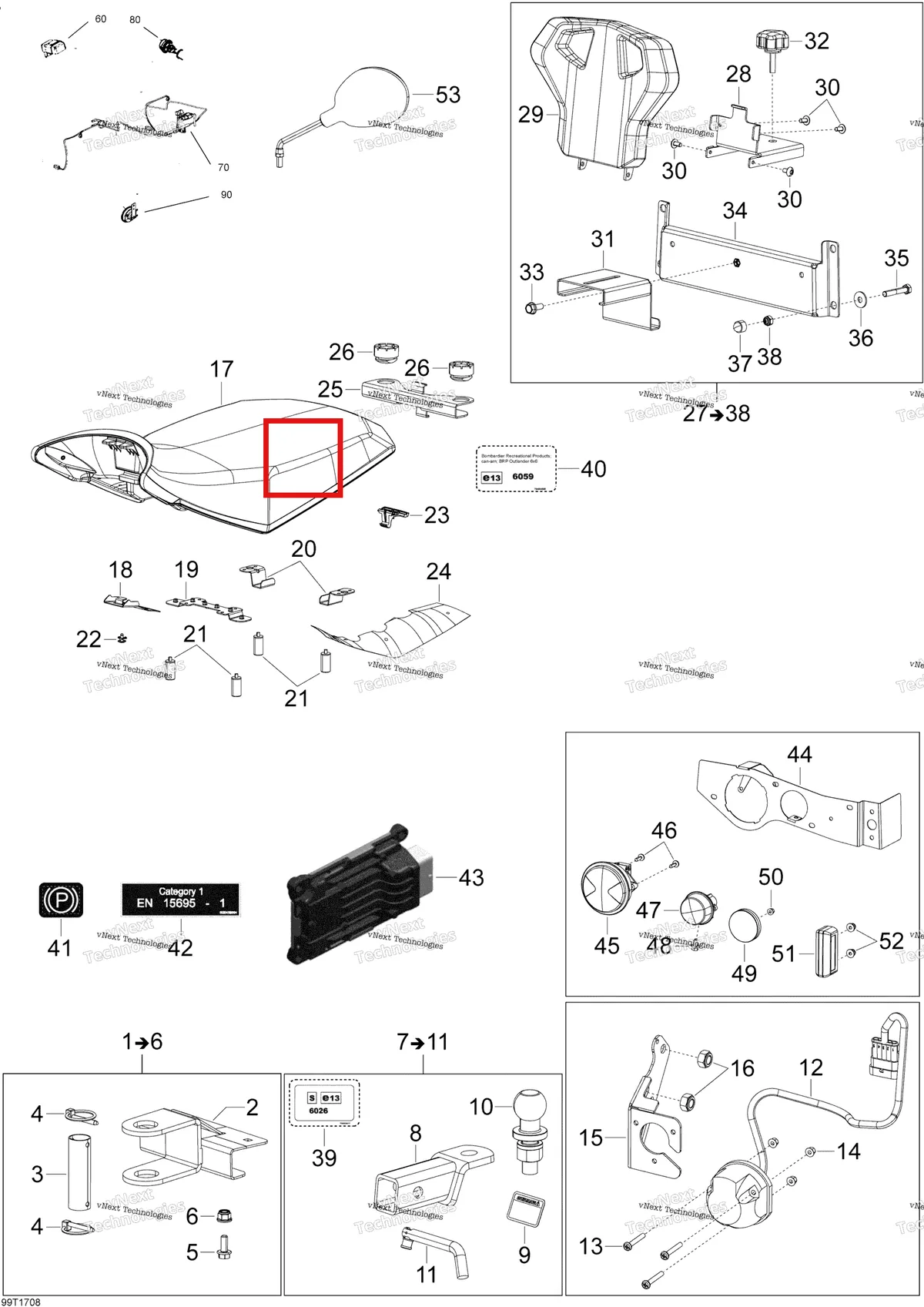 Деталь 705204016 на схеме узла 2018 Can-Am OUTLANDER 6X6 - 650 EFI T3 Parts