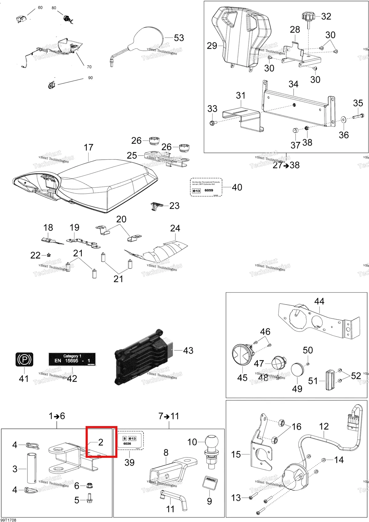 Деталь 705204452 на схеме узла 2018 Can-Am OUTLANDER 6X6 - 650 EFI T3 Parts