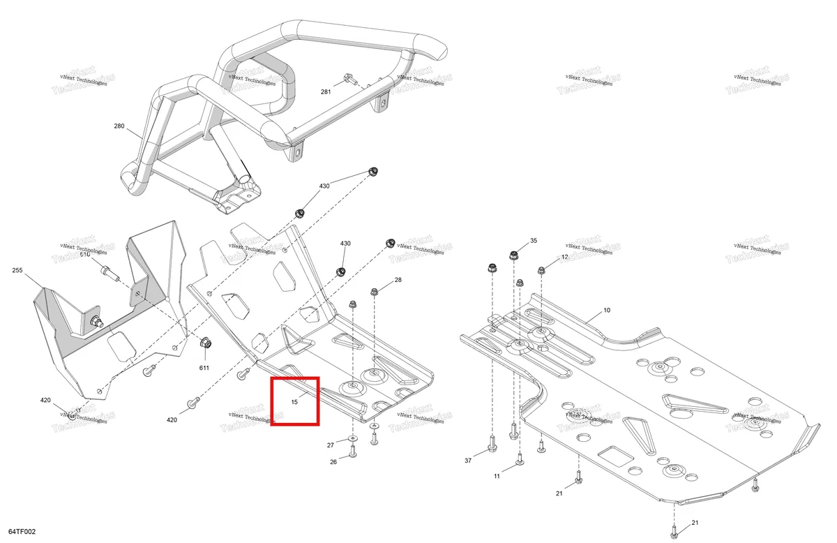 Деталь 705205019 на схеме узла 2026 Can-Am RENEGADE - 4X4 - XMR - 1000R EFI - 5UTA - Hyper Silver Body - Skid Plate And Bumper