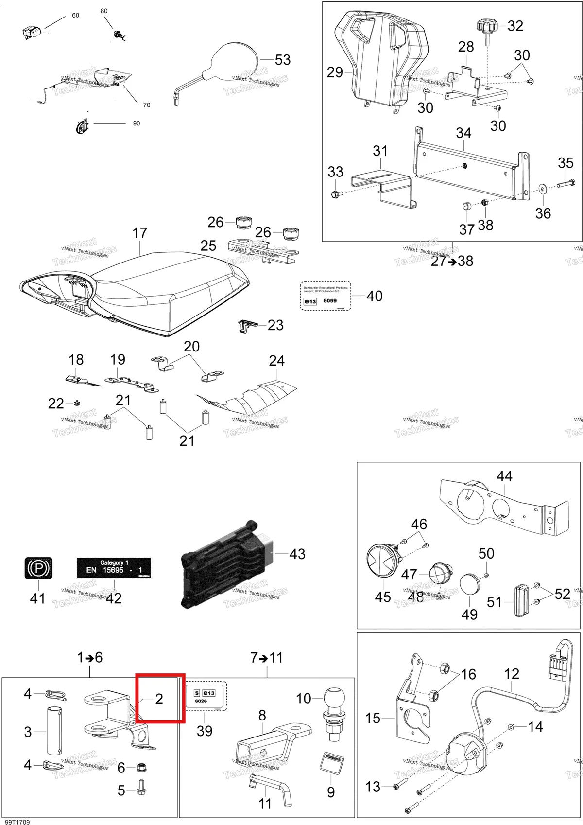 Деталь 705205025 на схеме узла 2018 Can-Am OUTLANDER 6X6 - 1000 EFI T3 Parts
