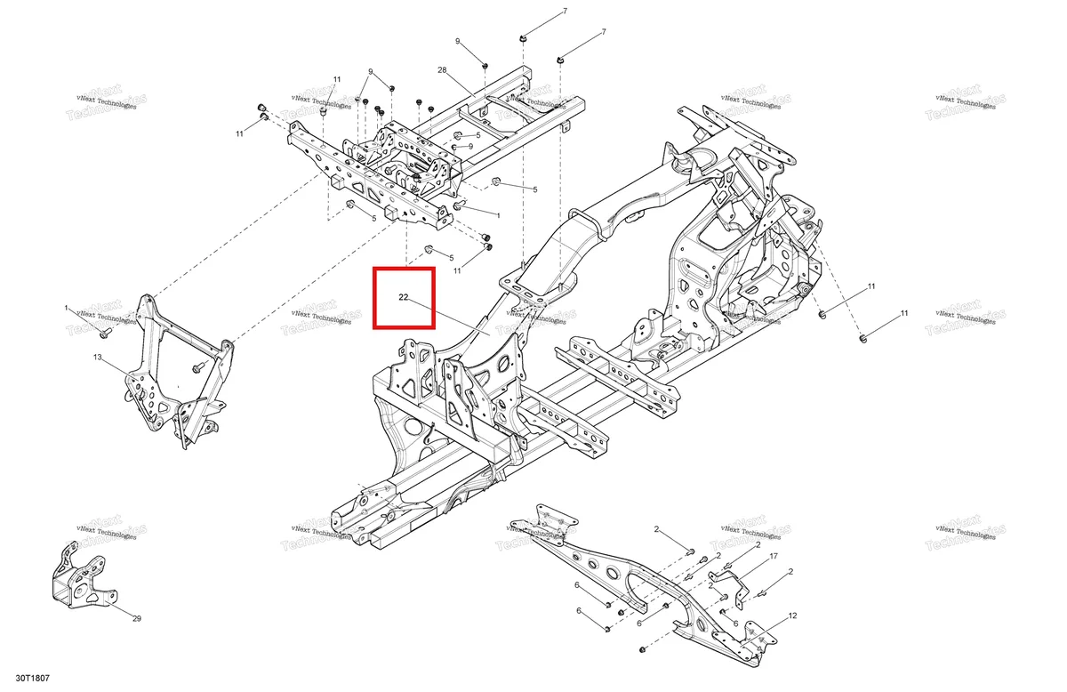 Деталь 705206363 на схеме узла 2018 Can-Am OUTLANDER MAX 6X6 - 650 EFI - T3 Frame