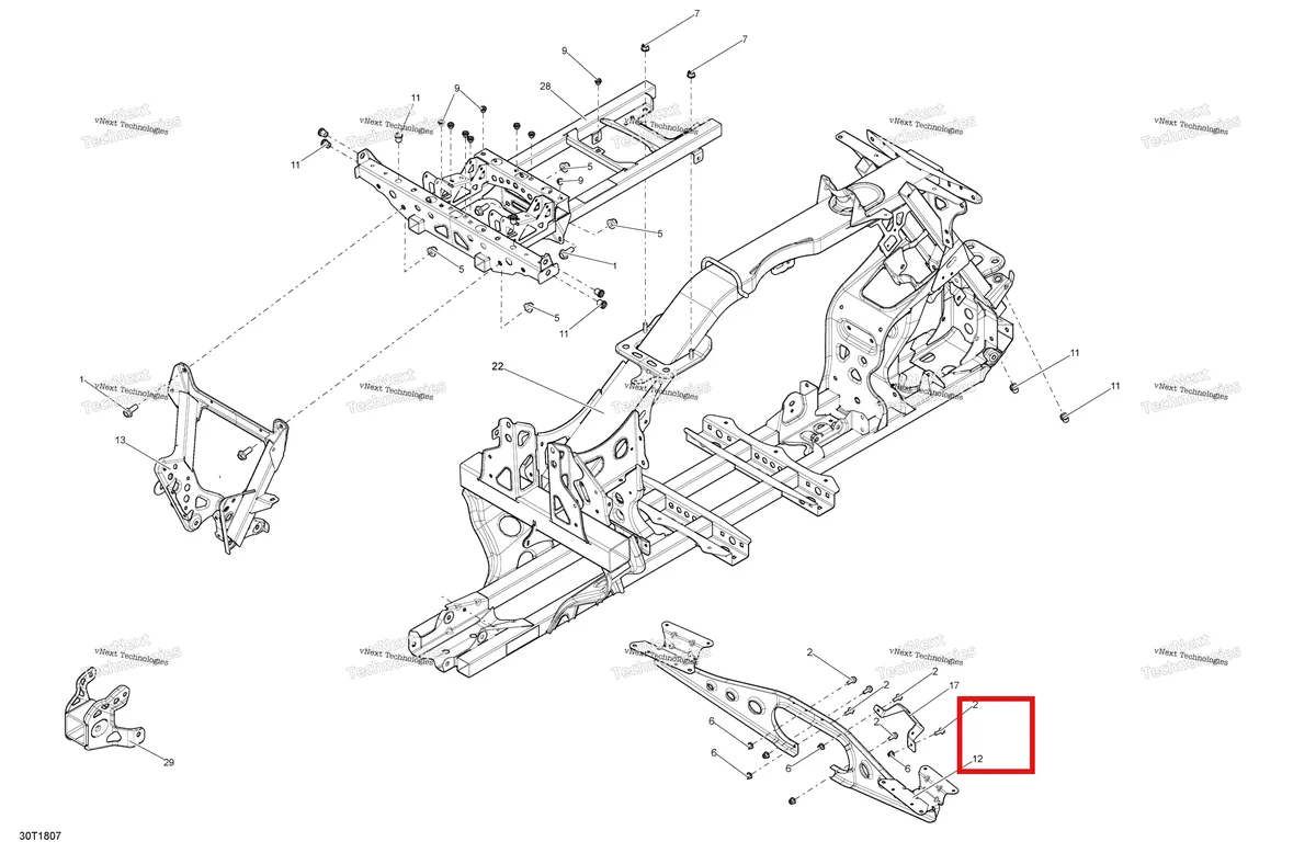 Деталь 705206365 на схеме узла 2018 Can-Am OUTLANDER 6X6 T3 650 EFI Frame
