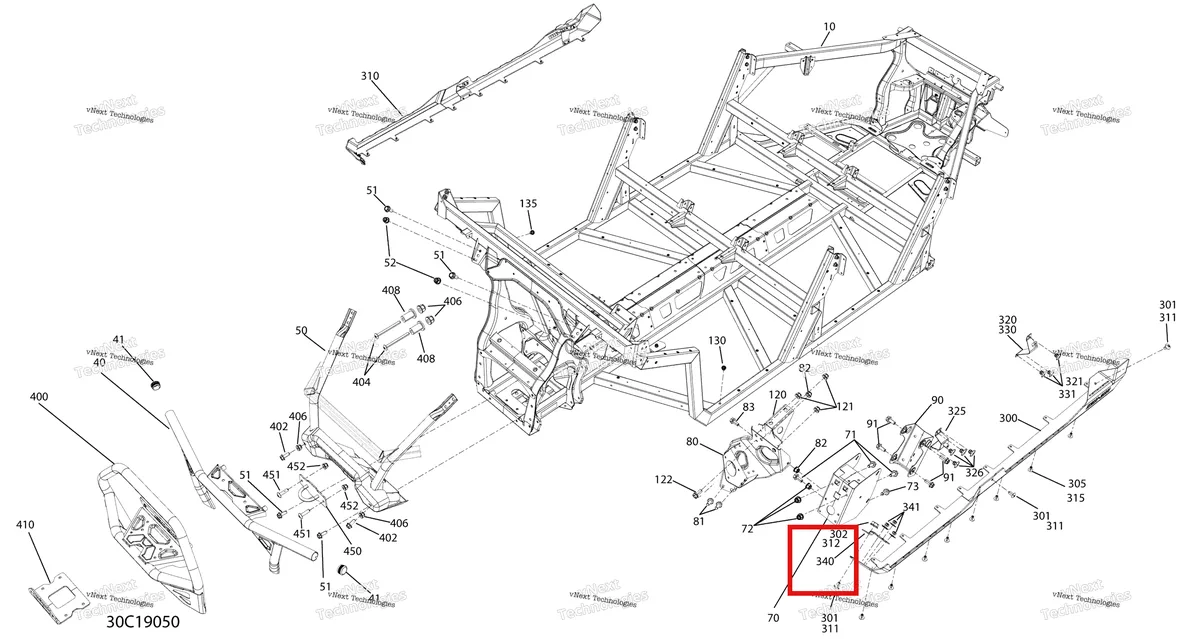 Деталь 705206382 на схеме узла 2019 Can-Am Defender MAX HD10 - XMR Frame - Lower Part - North America