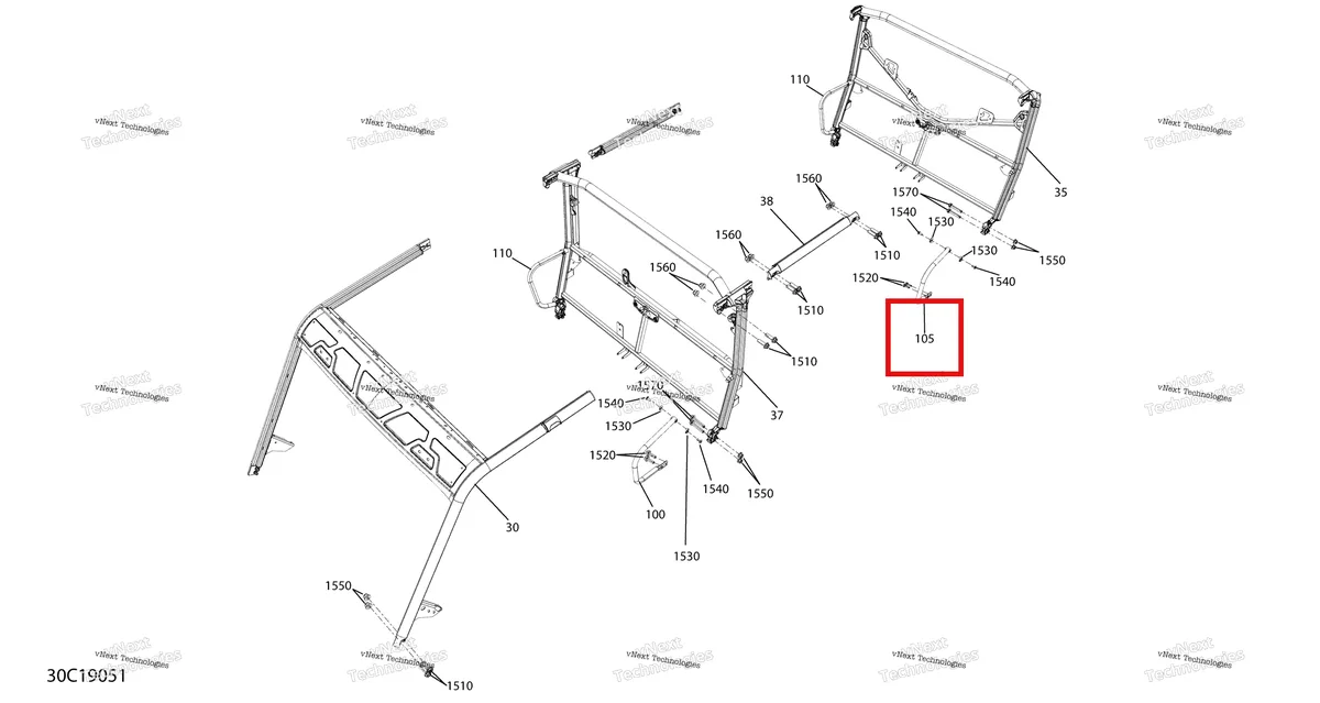 Деталь 705206502 на схеме узла 2019 Can-Am Defender MAX HD10 - XMR Frame - Upper Part - North America