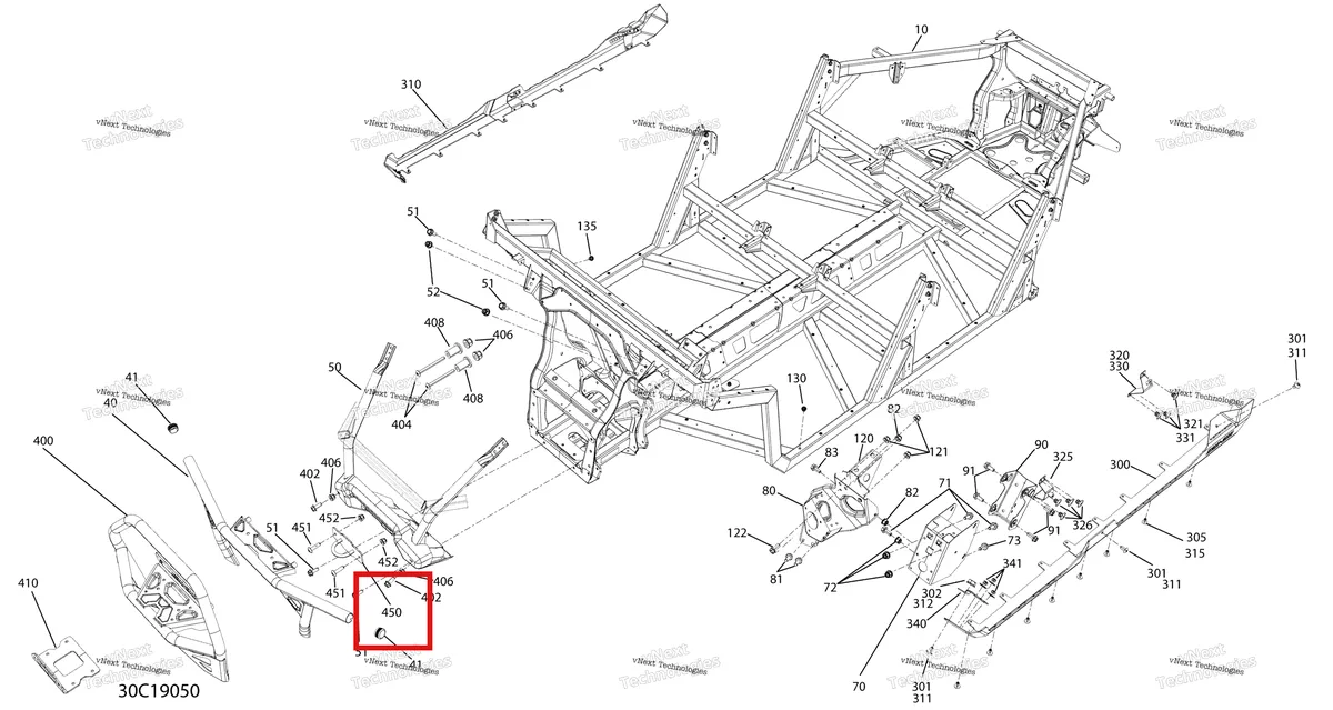 Деталь 705206590 на схеме узла 2019 Can-Am Defender MAX HD10 - XMR Frame - Lower Part - North America