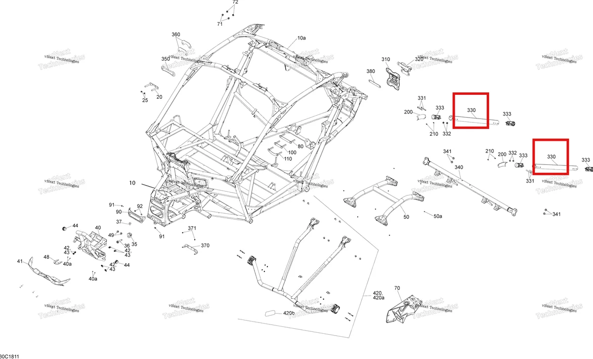 Деталь 705206648 на схеме узла 2018 Can-Am Maverick X3 Turbo - XRC Frame - Package Xrc