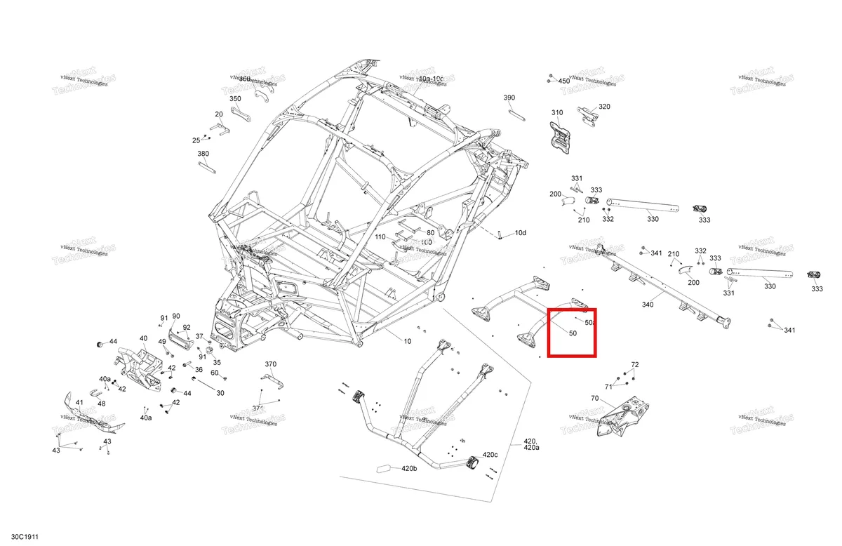 Деталь 705206721 на схеме узла 2019 Can-Am Maverick Turbo R Frame - Turbo R