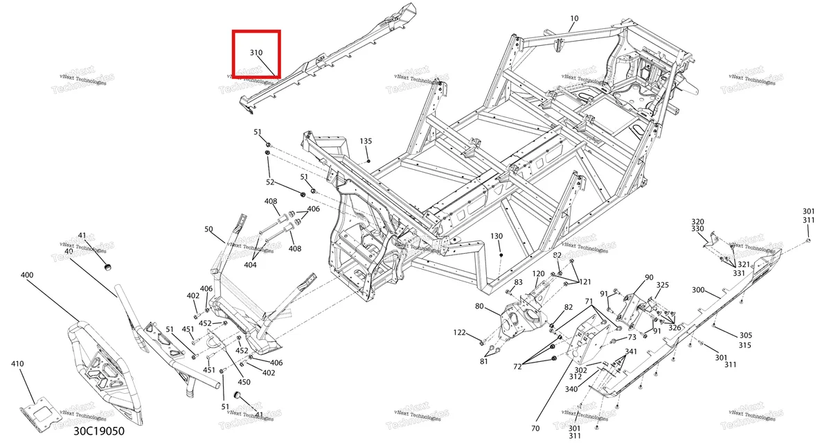 Деталь 705207218 на схеме узла 2019 Can-Am Defender MAX HD10 - XMR Frame - Lower Part - North America