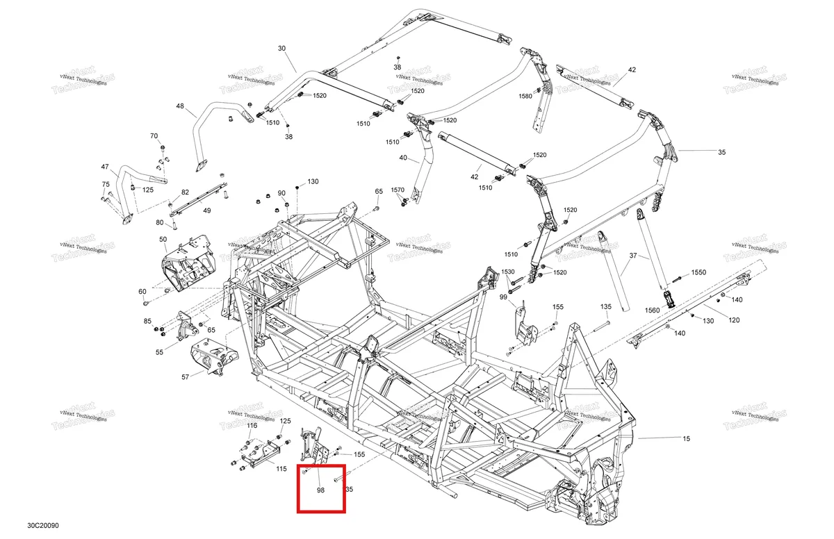 Деталь 705207764 на схеме узла 2020 Can-Am Maverick Sport MAX 1000R Frame