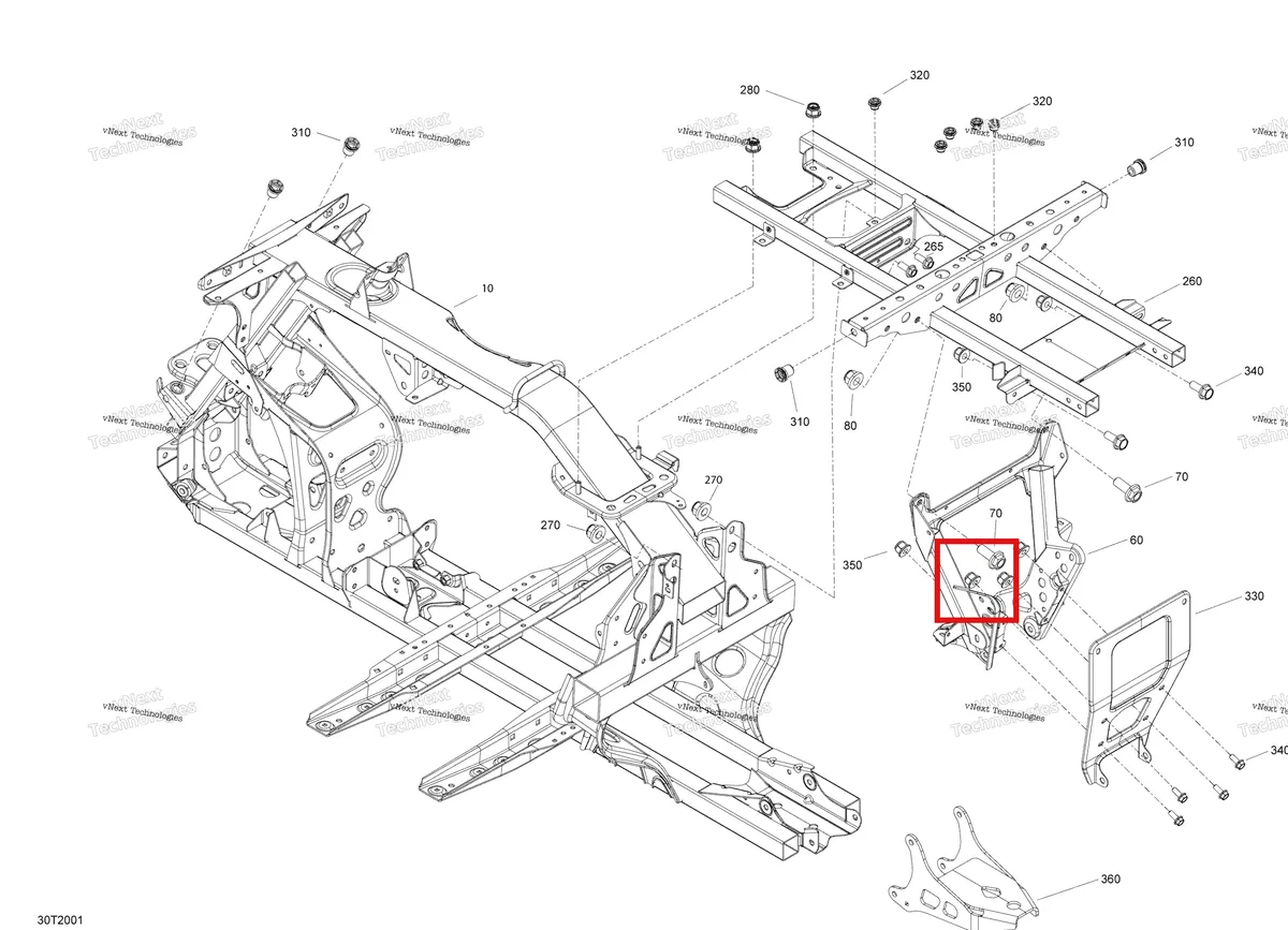 Деталь 705208138 на схеме узла 2020 Can-Am Outlander 450 EFI Frame