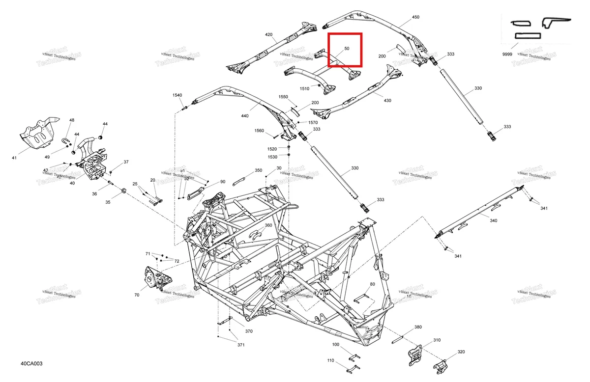 Деталь 705208288 на схеме узла 2021 Can-Am Maverick Turbo RR - XMR Frame - System