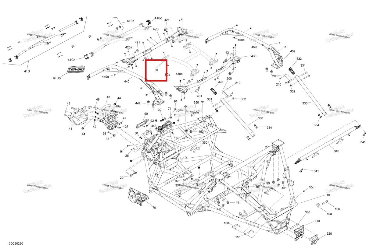 Деталь 705208289 на схеме узла 2020 Can-Am Maverick Turbo RR - XRC Frame