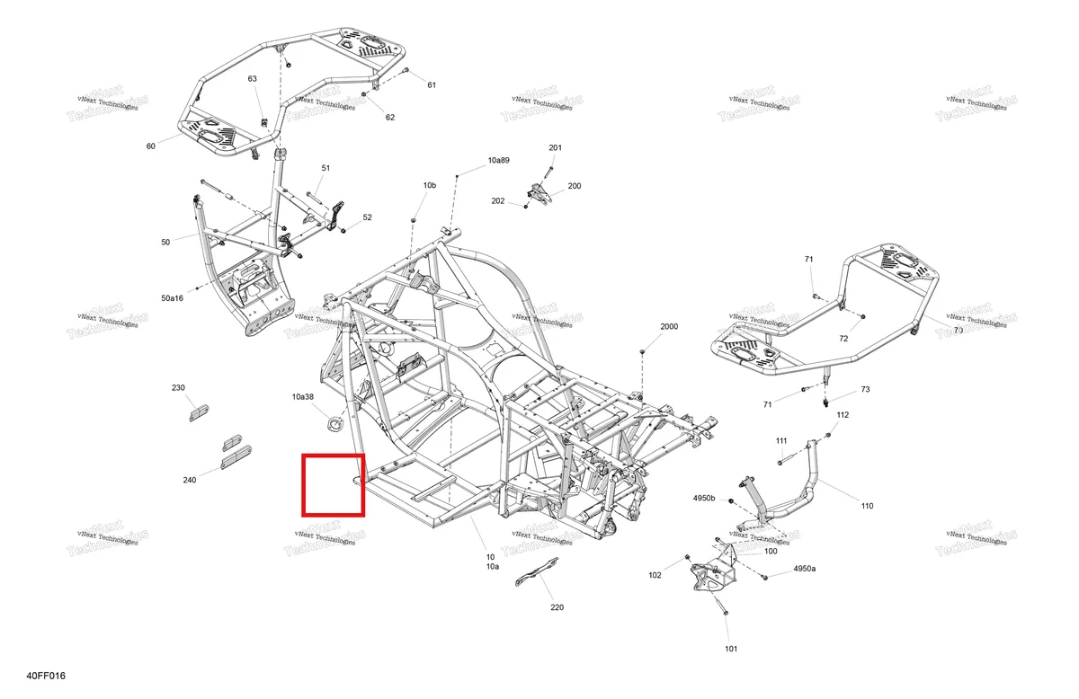 Деталь 705208429 (Передний бампер включает 50 to 50 a16 Can-Am Outlander 4x4 DPS 700 (2025) (705208429)) на схеме узла 2026 Can-Am OUTLANDER - 2X4 - STD - 500 - 1KTB - Legion Red Frame - System