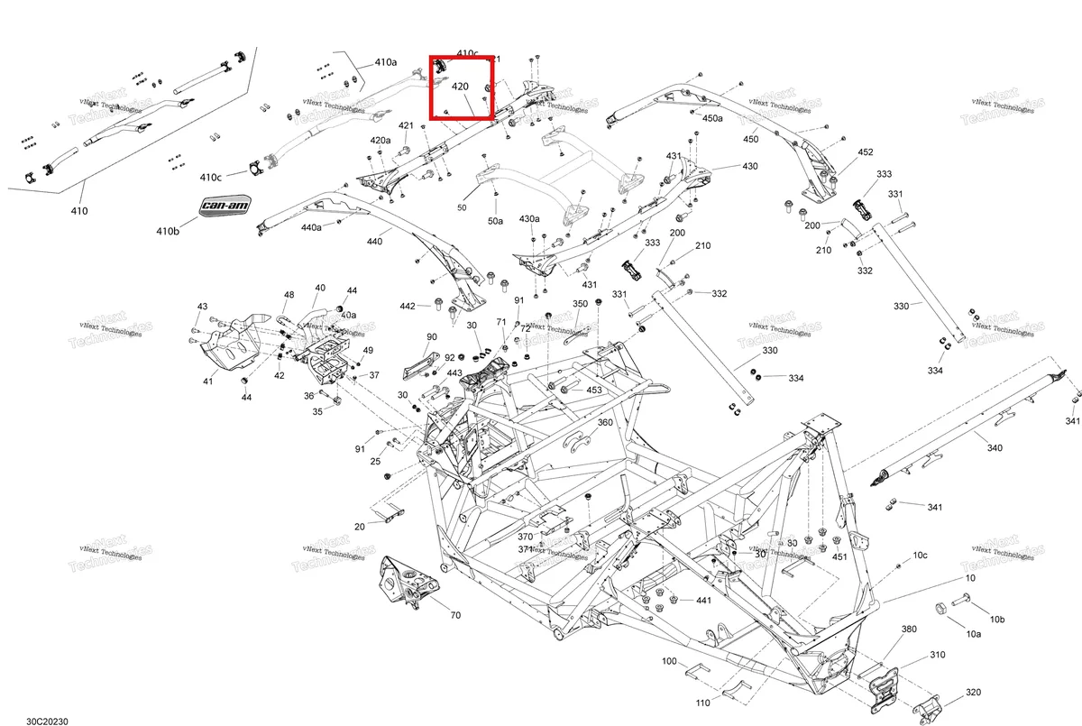 Деталь 705208582 на схеме узла 2020 Can-Am Maverick Turbo RR - XRC Frame