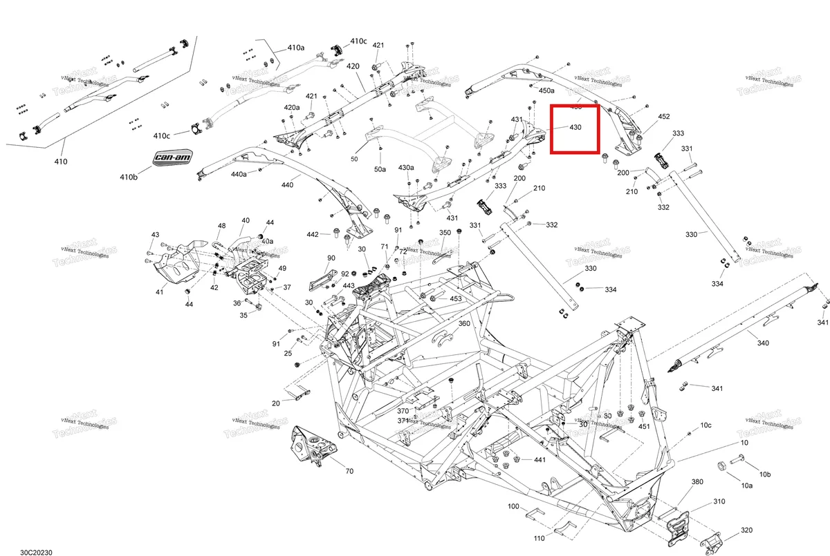 Деталь 705208591 на схеме узла 2020 Can-Am Maverick Turbo RR - XRC Frame