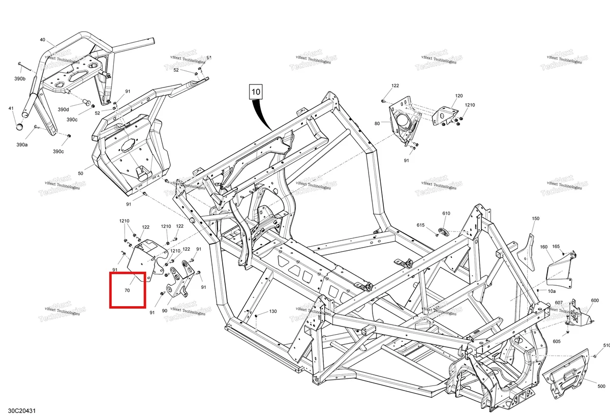 Деталь 705208747 на схеме узла 2020 Can-Am Defender HD10 - CAB Frame - Cab