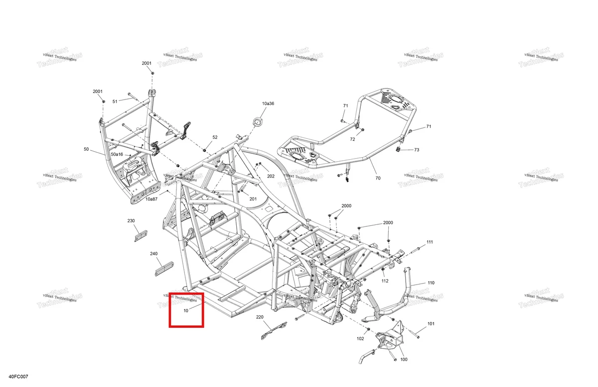 Деталь 705208823 на схеме узла 2023 Can-Am Outlander X mr 700 Frame - System