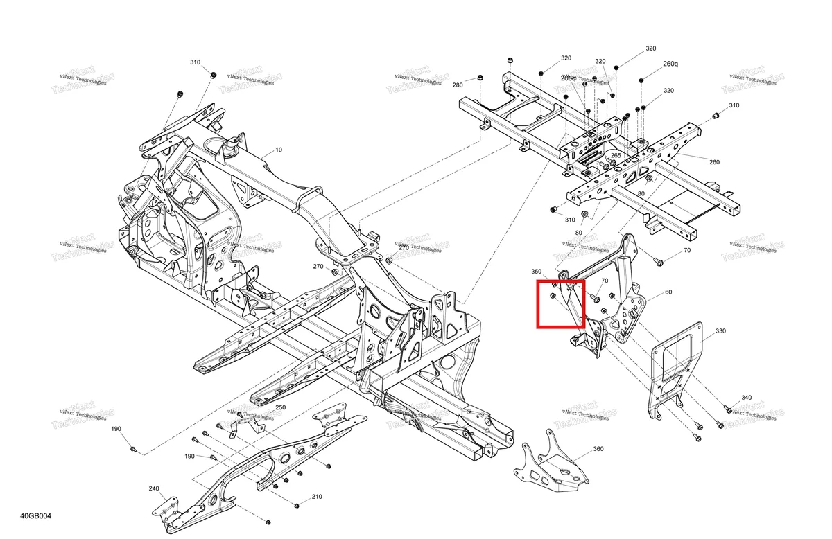 Деталь 705209379 (Шасси Can-Am Outlander 1000R EFI XMR (2022) (705209379)) на схеме узла Frame - System