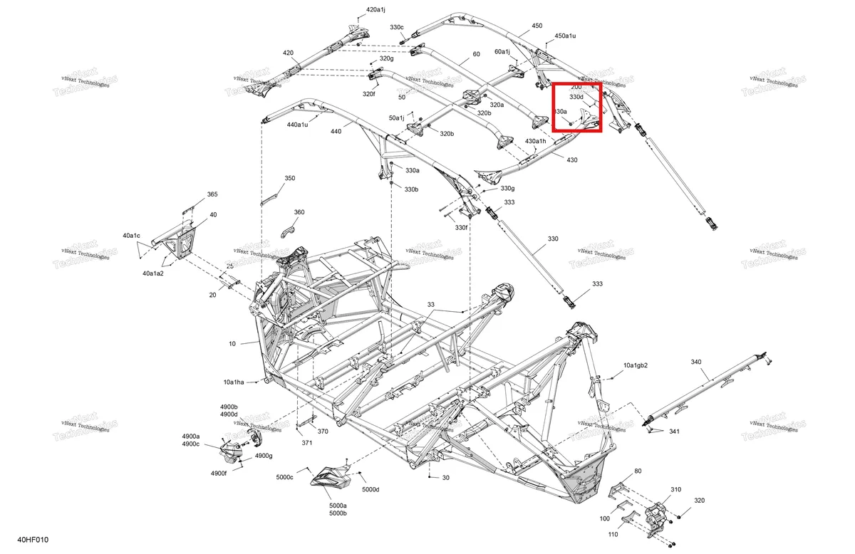Деталь 705210068 (Глубокий чёрный передний поперечный Member модель 64 po Width Can-Am Maverick Turbo RR XRC (2022) (705210068)) на схеме узла 2026 Can-Am Maverick Max - TURBO - DS - 7WTB - Dusty Navy Satin - 64