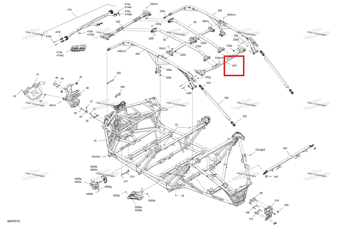 Деталь 705210070 (Глубокий чёрный задний поперечный Member модель 64 po Width Can-Am Maverick Turbo RR XRC (2022) (705210070)) на схеме узла 2026 Can-Am Maverick Max - TURBO RR - XRC - 9MTD - Loft Green Satin - 72