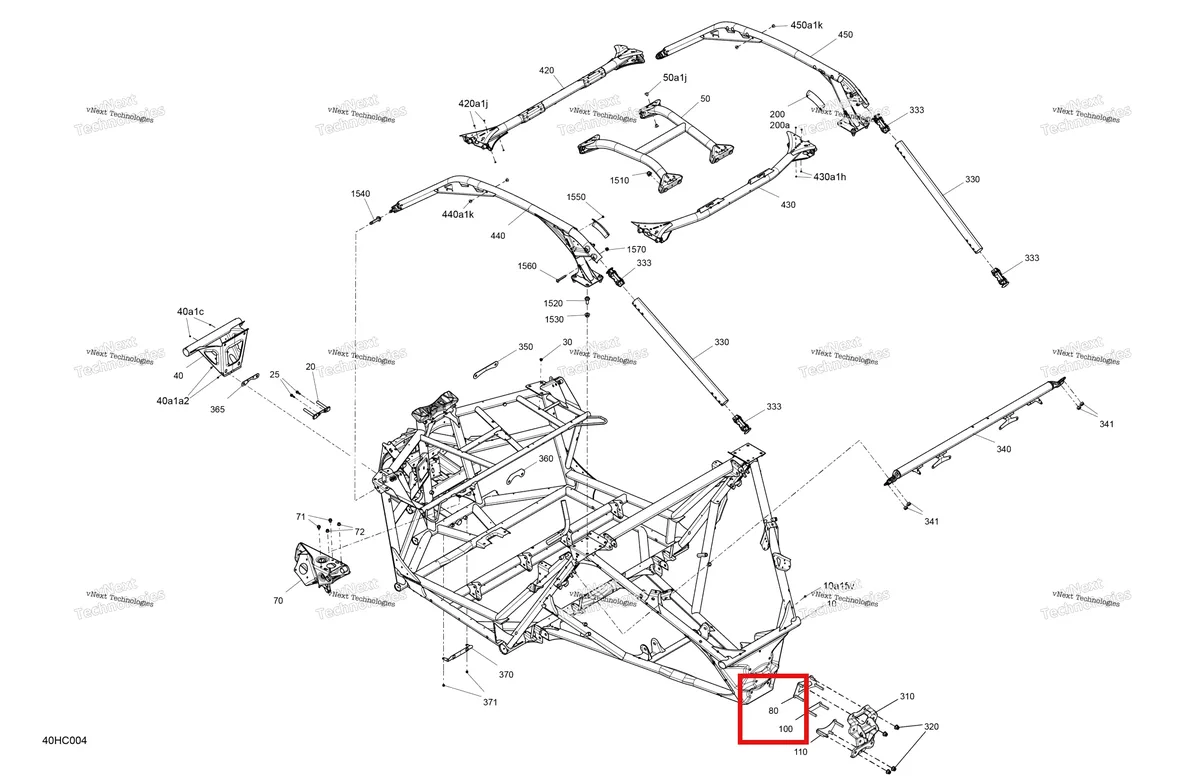 Деталь 705210278 (Задний верхний пластина Can-Am Maverick Turbo RR XRC (2022) (705210278)) на схеме узла 2023 Can-Am Maverick Turbo RR - RS Frame - System