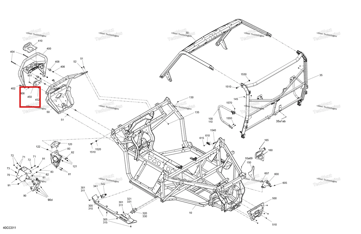 Деталь 705210289 на схеме узла 2023 Can-Am Defender HD10 - XMR Frame - System