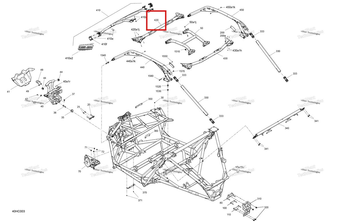 Деталь 705210763 на схеме узла 2023 Can-Am Maverick Turbo RR - XRC Frame - System