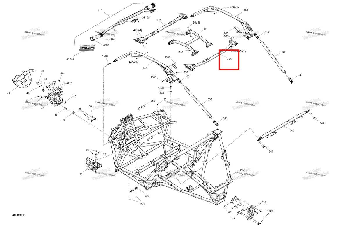 Деталь 705210764 на схеме узла 2023 Can-Am Maverick Turbo RR - XRC Frame - System