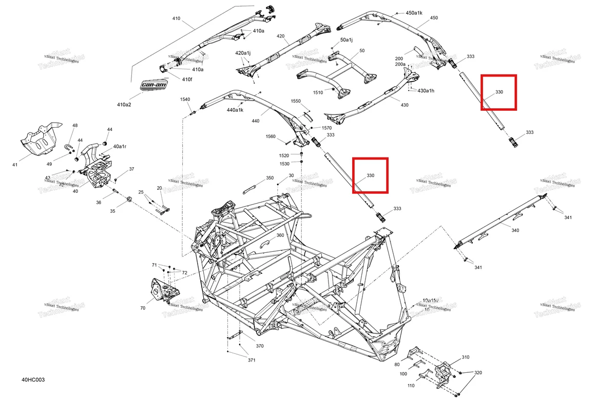 Деталь 705210770 на схеме узла 2023 Can-Am Maverick Turbo RR - XRC Frame - System