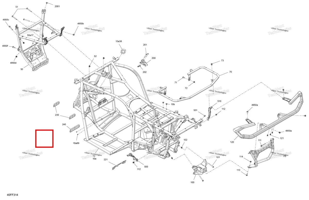 Деталь 705211446 (Передний бампер включает 50 to 50 a17 Can-Am Outlander 4x4 XT 1000R (2025) (705211446)) на схеме узла 2026 Can-Am OUTLANDER - 4X4 - BACKCOUNTRY - 1000R - 4NTA - CALI - Dark Camo Frame - System