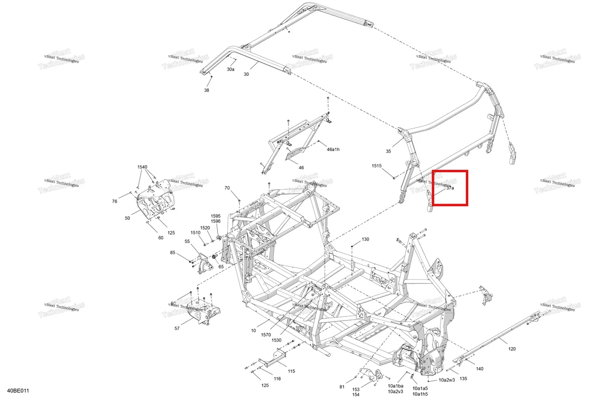 Деталь 705211464 (Глубокий чёрный задний каркас Extension Can-Am Commander 1000R EFI DPS (2022) (705211464)) на схеме узла 2025 Can-Am Commander - 1000R EFI - DPS - 6PSB - Compass Green - 60