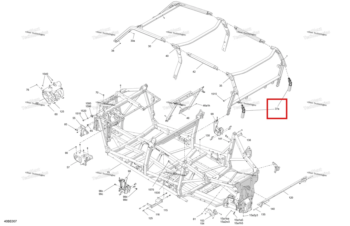 Деталь 705211494 (Глубокий чёрный задний каркас Extension Can-Am Commander MAX 1000R EFI XT (2024) (705211494)) на схеме узла 2025 Can-Am Commander Max - 1000R EFI - DPS - 6HSA - Compass Green - 60